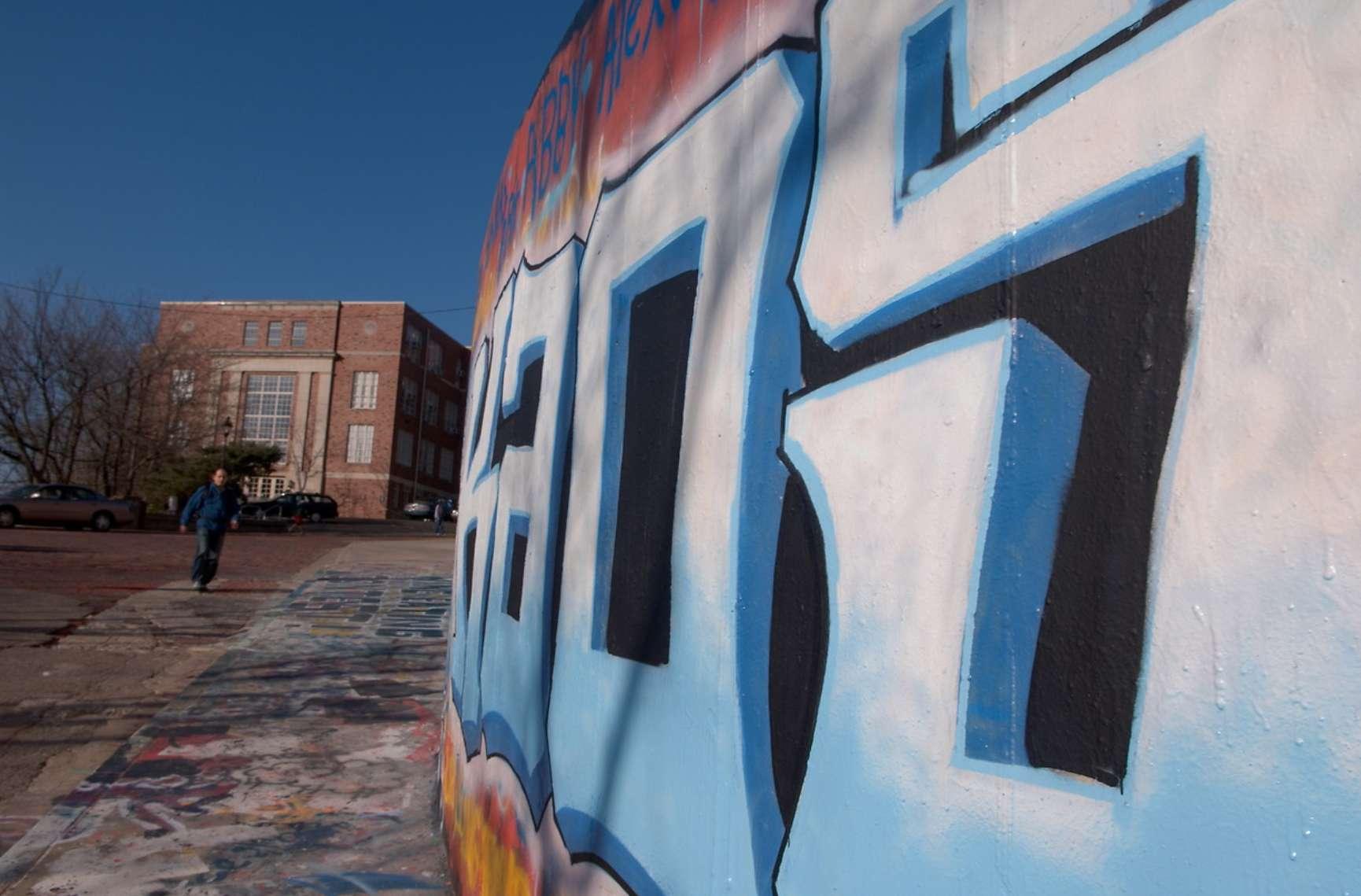 A view of the Graffiti Wall on Richland Ave