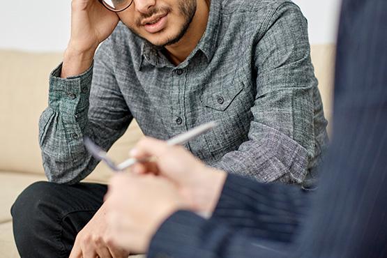 Student talks to counselor