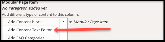 Add Content Text Editor block