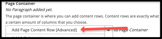 Add Advanced Content Row