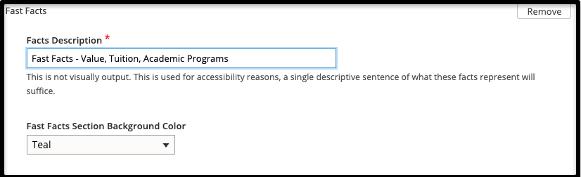 Add Fast Facts Description and Background Color