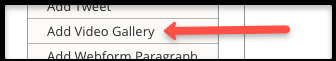 Select Add Video Gallery