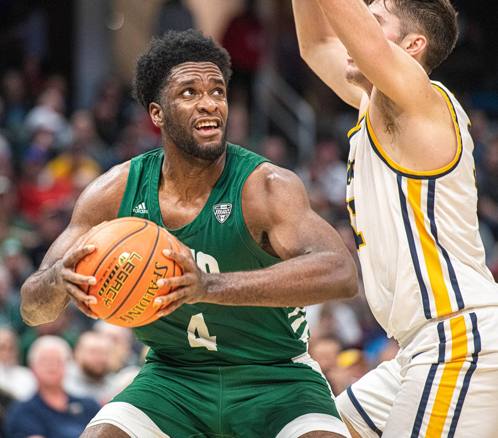 Ohio’s Dwight Wilson III looks to get a shot off near the basket. 