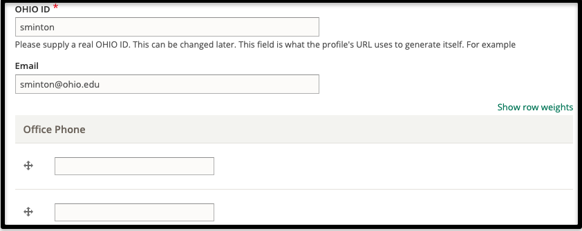 Add OHIO ID, email, and phone number 