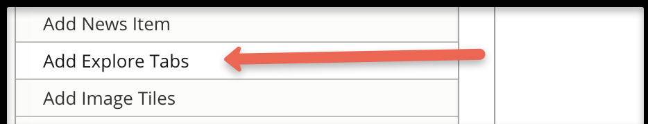 Explore Tabs link