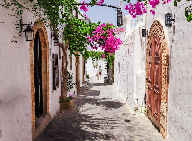 Alleyway in Rhodes, Greece.