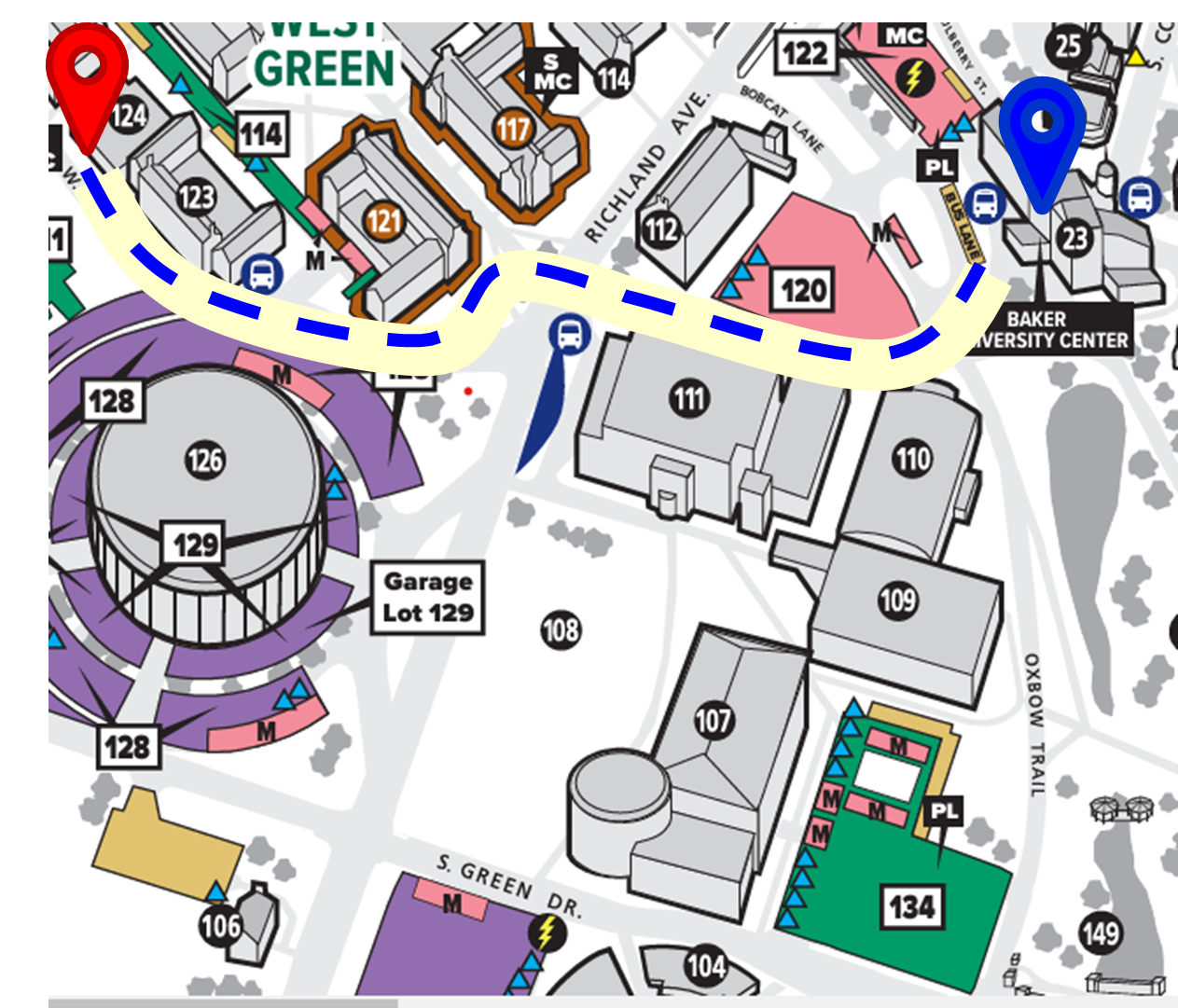 Map to Baker from Grosvenor West