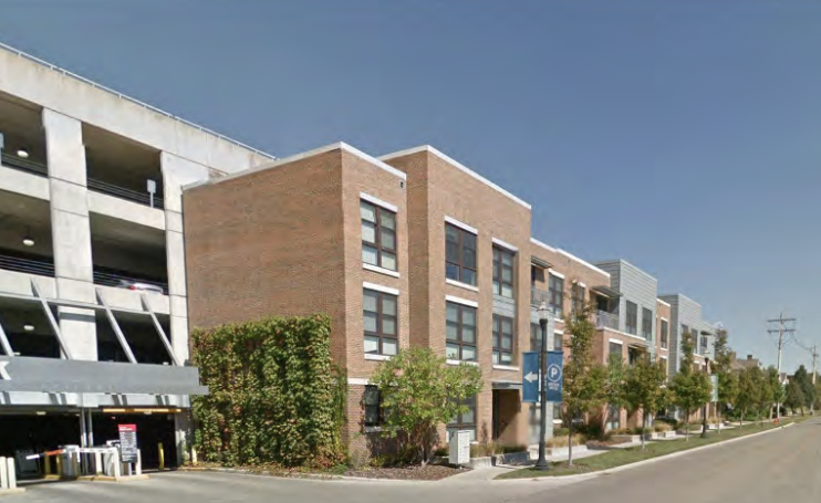 Parking Garage Screened by Single-Loaded Residential – Columbus, Ohio 