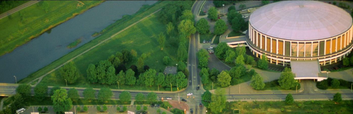 ariel view of the convocation center