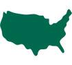 Green graphic of the United States