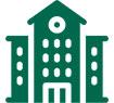 Green graphic of university building