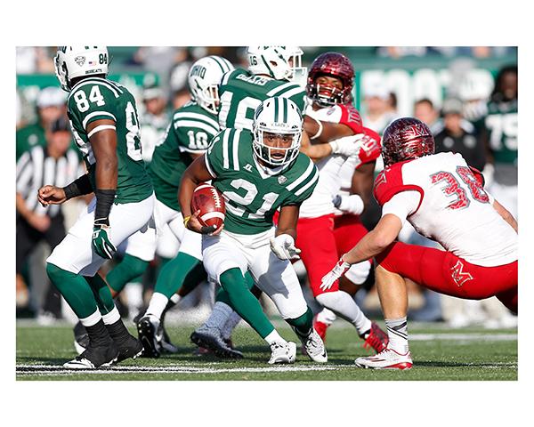 The Ohio University Bobcats play Miami University Redhawks in 2015. Photo by Calvin Mattheis/OHIO Athletics.