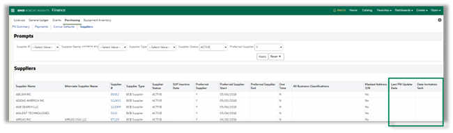 PaymentWorks example of how to check if your supplier has been invited