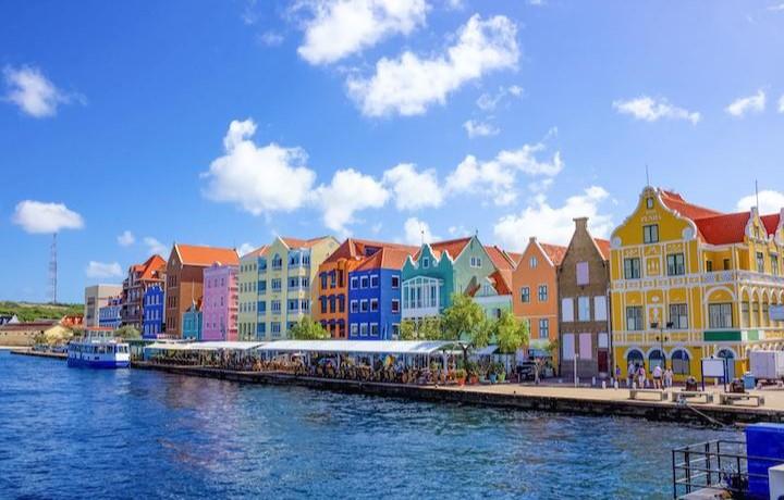 Colorful houses in Willemstad Curacao.