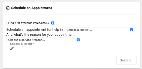 Screenshot of Schedule an appointment widget