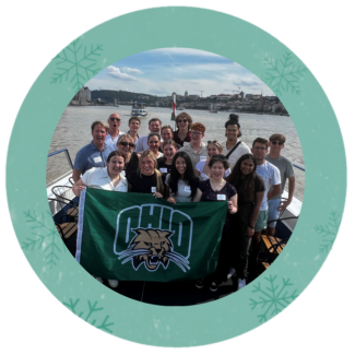 Group photo holding OHIO flag.