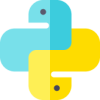 Blue and yellow python programming logo