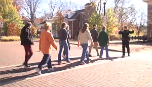 Walkers walking in a group