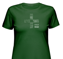 Mockup of a health brand t-shirt for Ohio University alumni