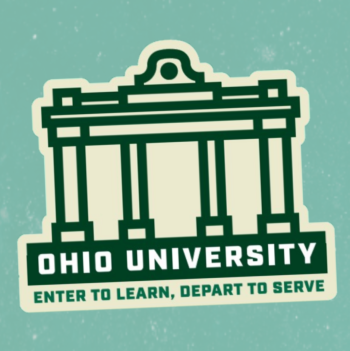 College gateway sticker with text, 