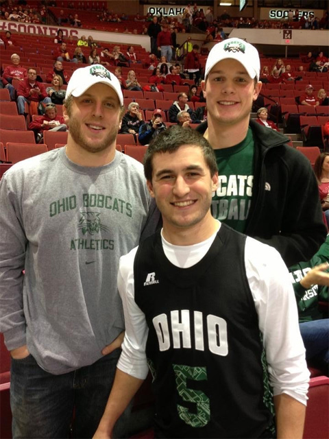 Aaron Schwarz and friends in the stands at an OHIO basketball game
