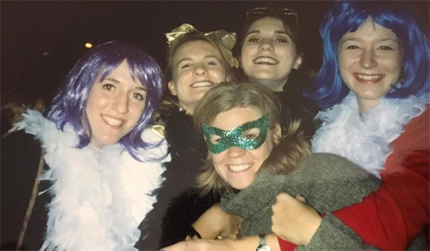 Kate McGarvey and friends in wigs for Halloween