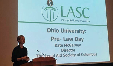 Kate McGarvey speaking at Ohio University