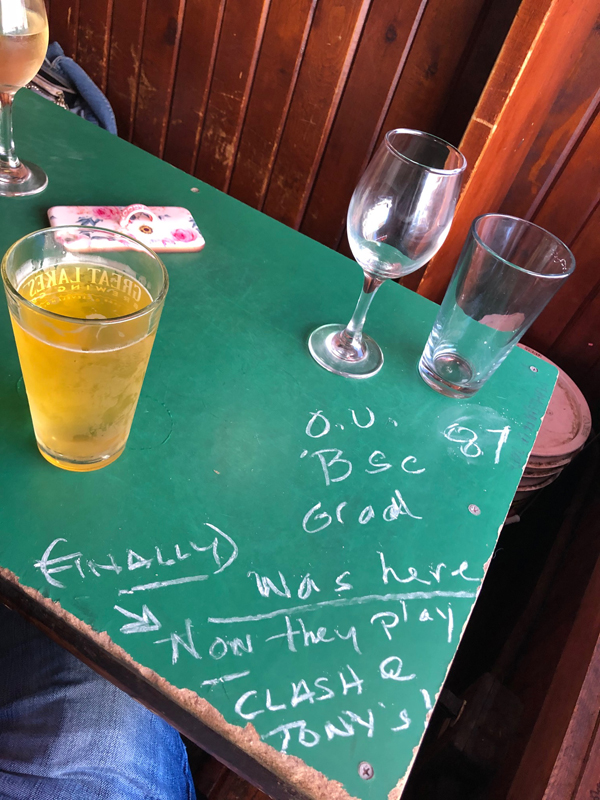 While visiting Athens with his wife, Karen Snyder, in May 2021 for Lauren's graduation, Jon Snyder left a message at Tony's Tavern about the music choices finally being played there.