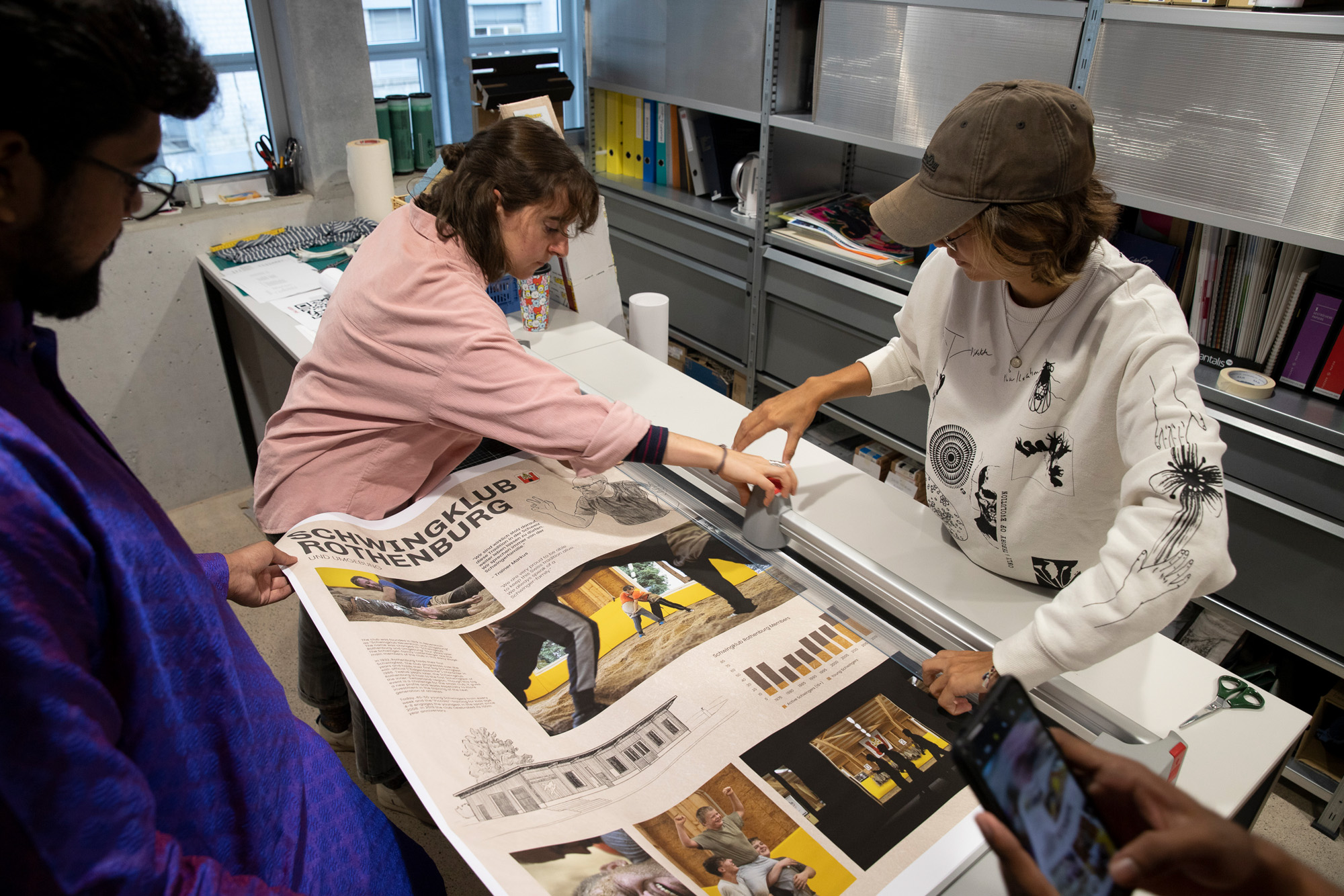 The Schwingen group prepares their final prints on Sept. 16, 2022, in Lucerne, Switzerland. 