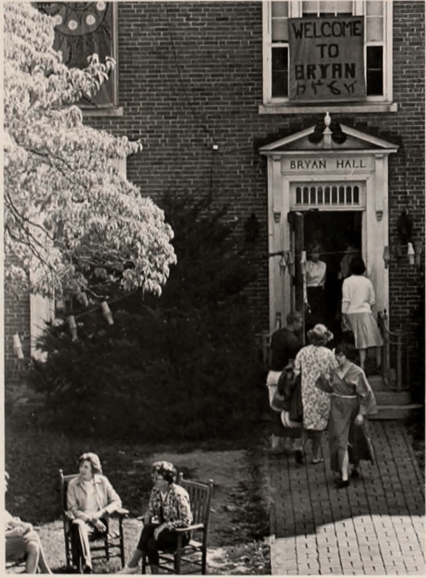 Named after Elmer Burnitt Bryan, Ohio University's 11th president, the dorm’s location near College Green was envied by many. Photo courtesy of Mahn Center for Archives and Special Collections