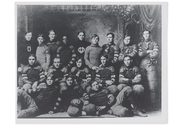 OHIO’s football team, 1903. Arthur Carr, fourth from the left, back row, was one of OHIO’s first Black student athletes. 