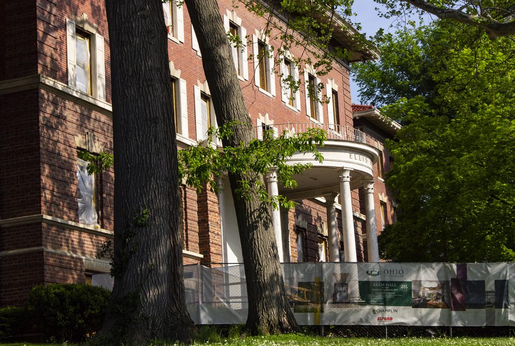 Ellis Hall renovations will be LEED-certified and completed this year. Photo by Kailee Slusser, BFA ’16