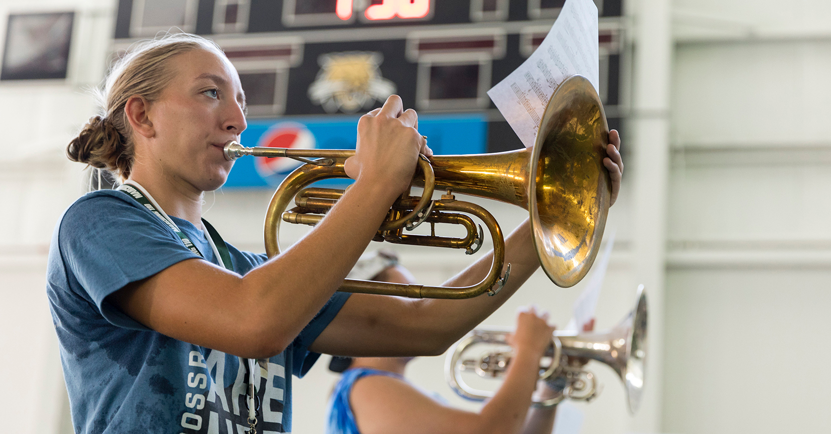 As field commander, Sophia Medvid, who plays mellophone, holds the highest student leadership position in the band. 
