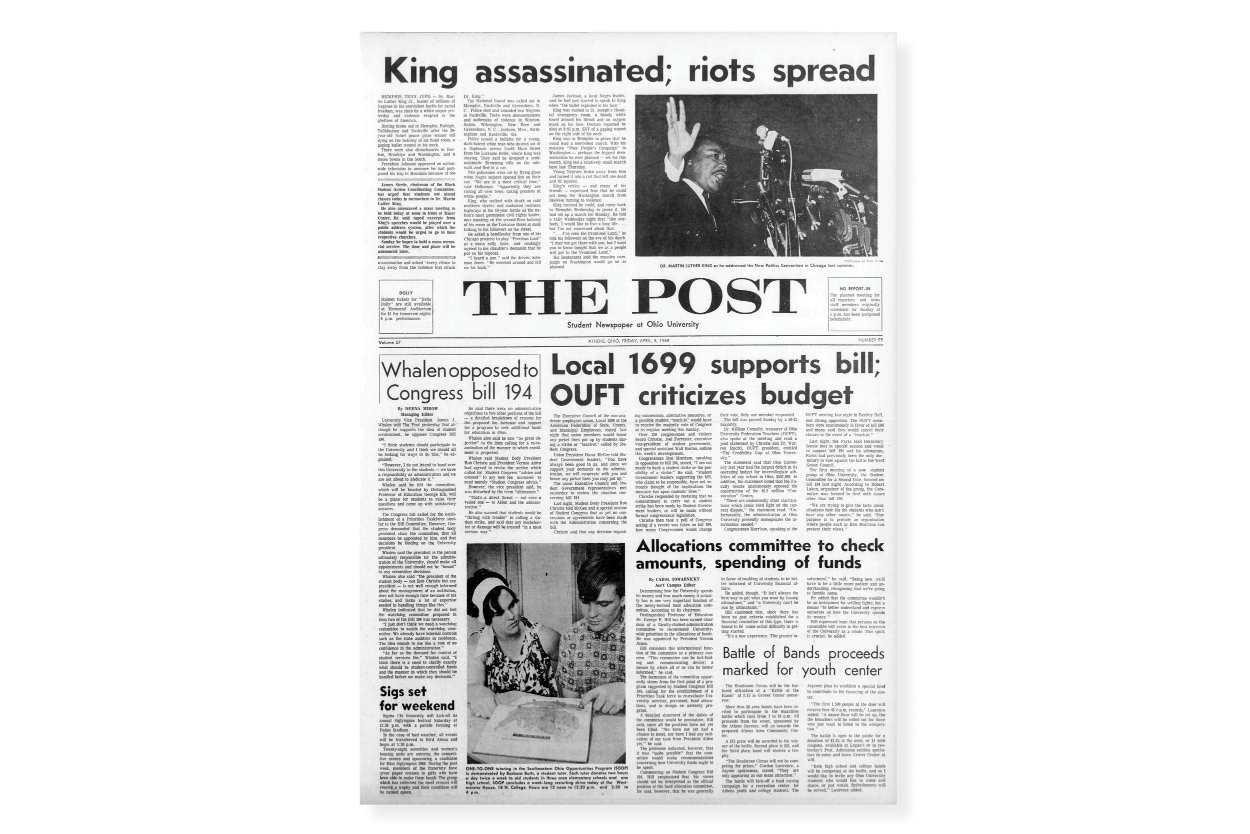The Post Newspaper with headline reading "King assassinated; riots spread"