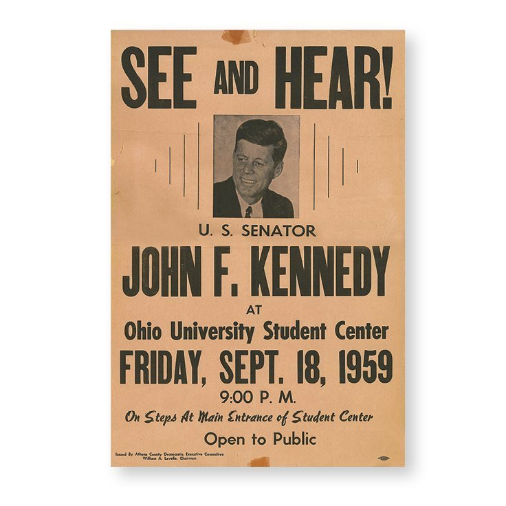 A flyer from President John F. Kennedy’s campaign stop in Athens in 1959.