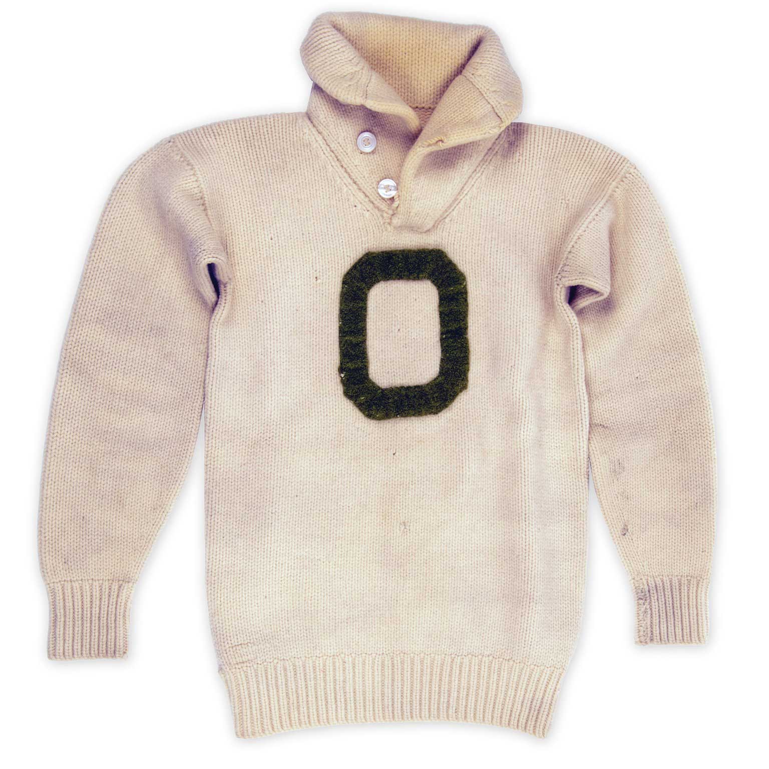 This is an early-20th-century, 100% wool OHIO sweater.