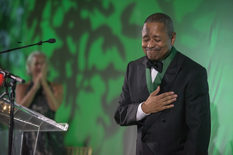 President McDavis is shown while accepting an award at the Ohio University Alumni Awards Gala