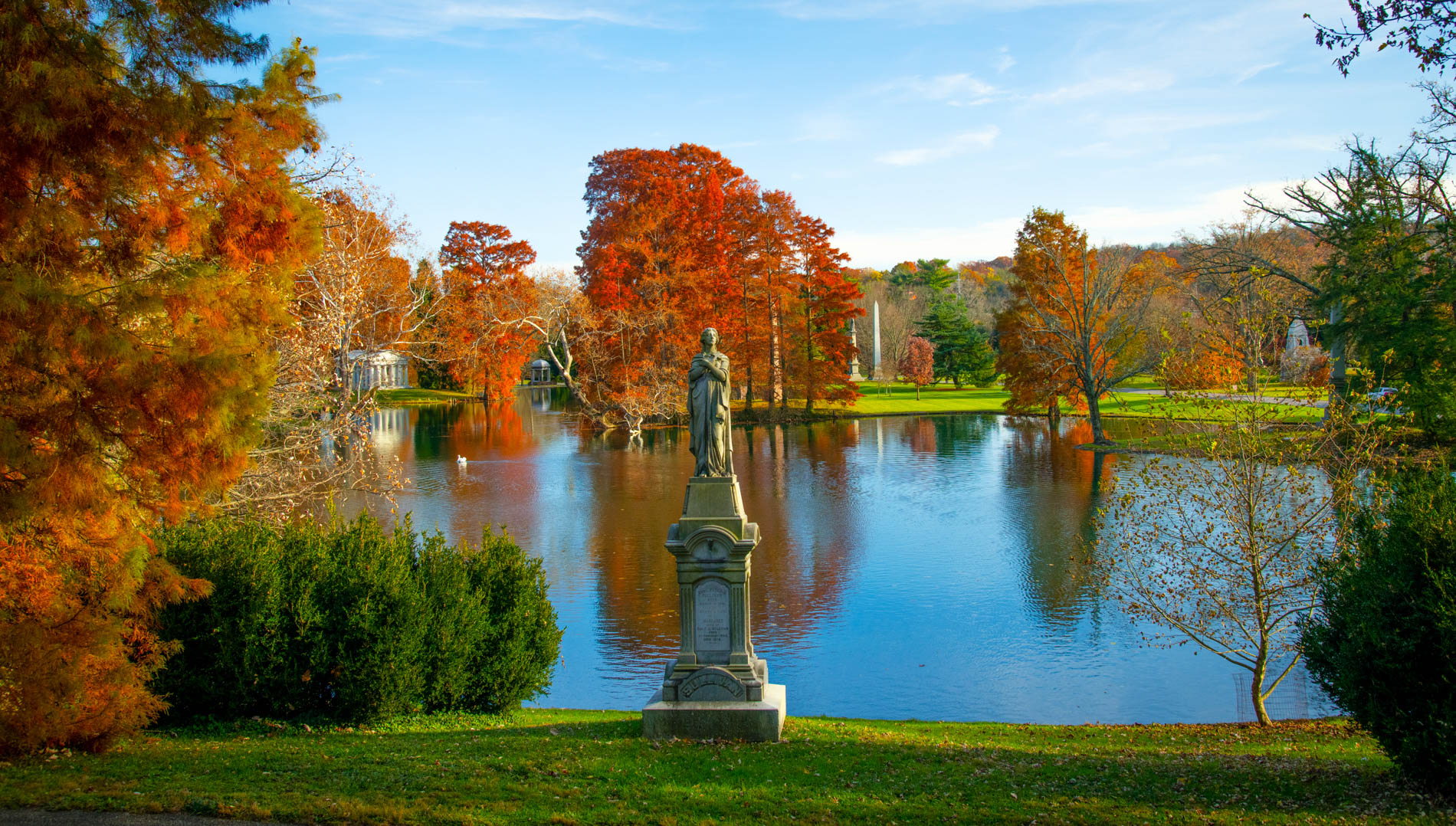 lake view at Spring Grove cemetery