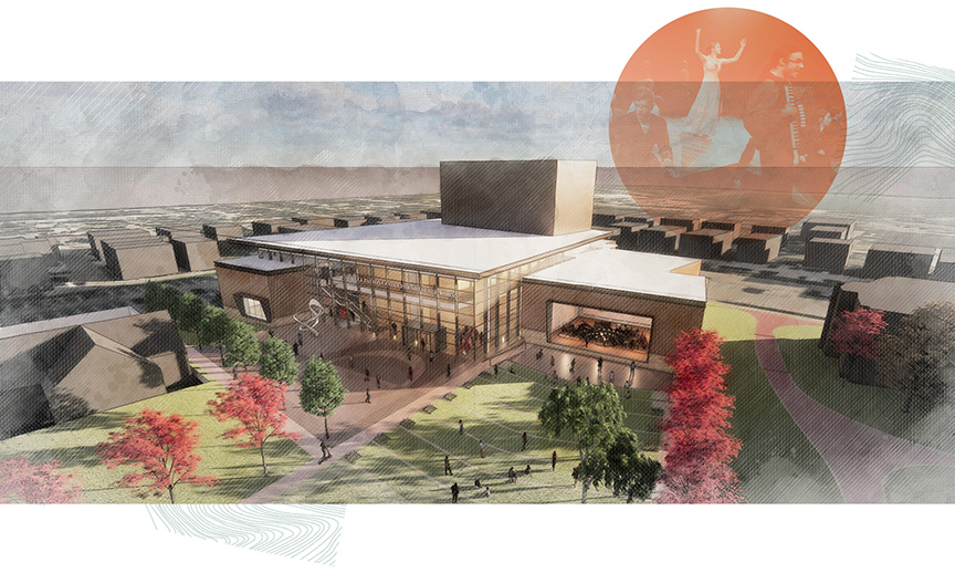 a digital rendering of the new Patton Center for Arts Education