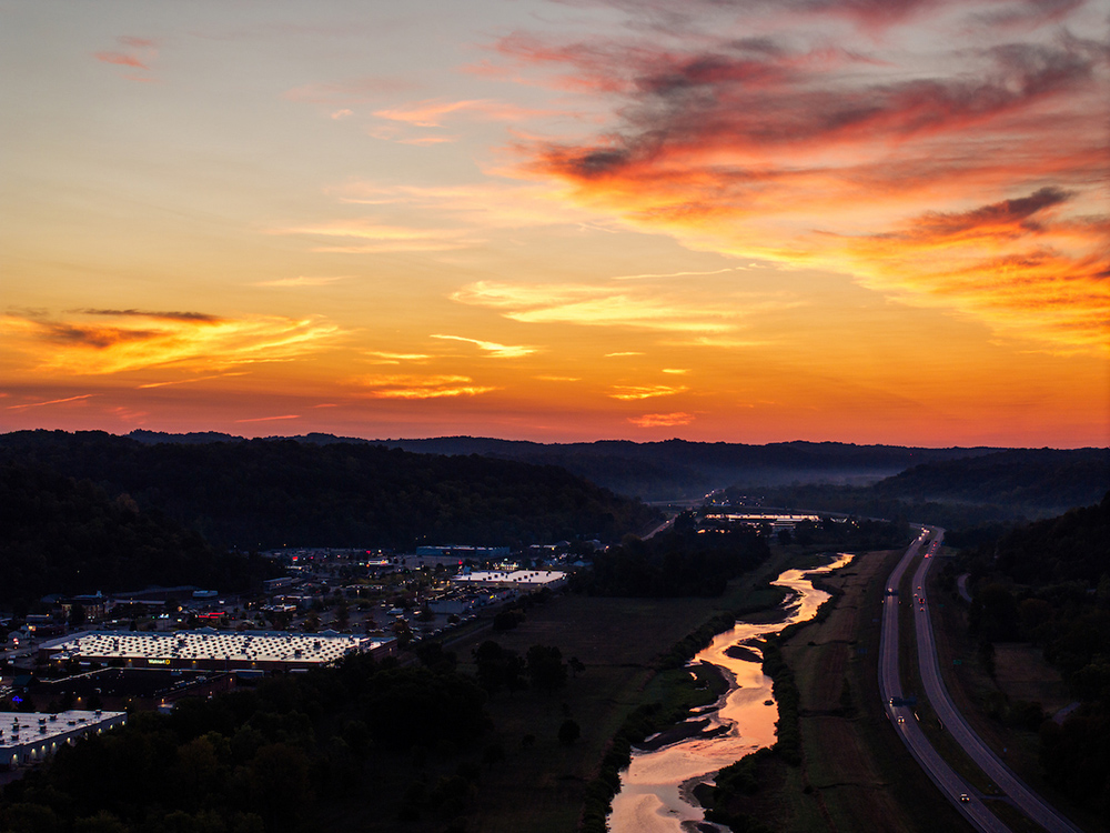 Athens Ohio and the Ohio University campus at sunrise