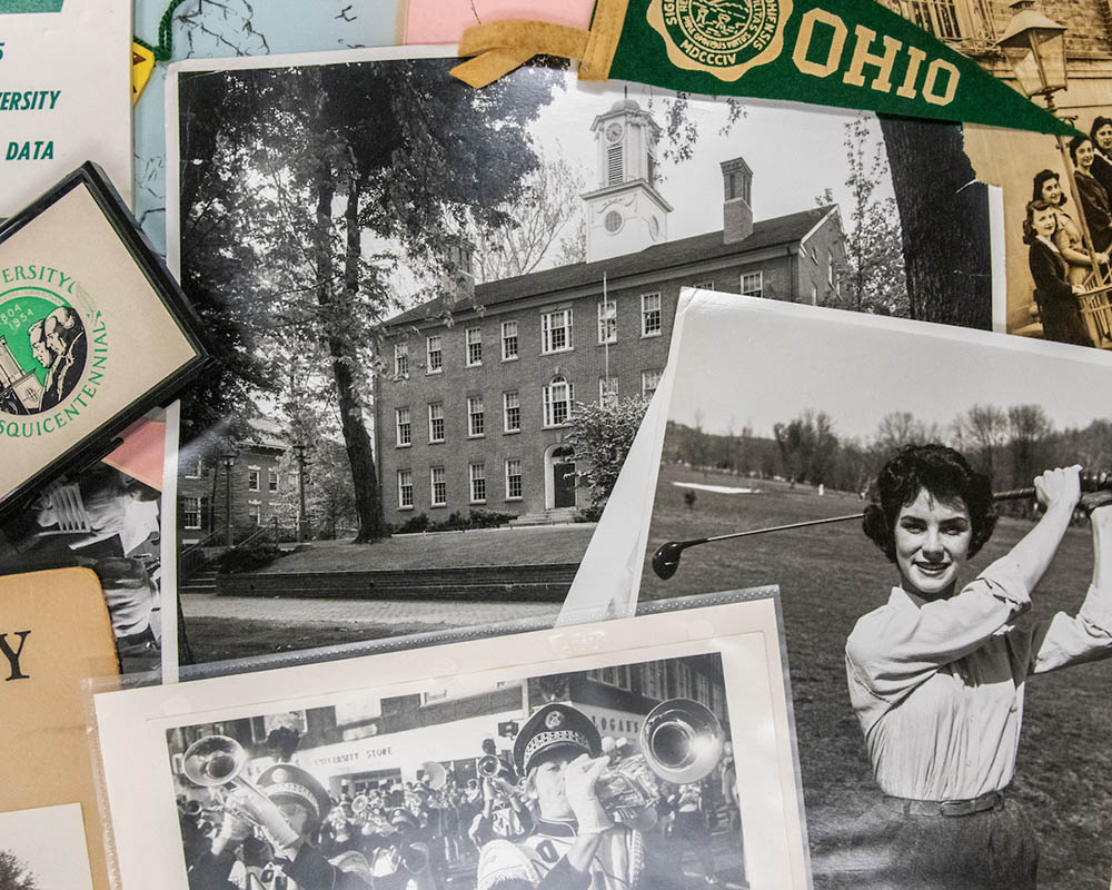 The archives display at Alden Library