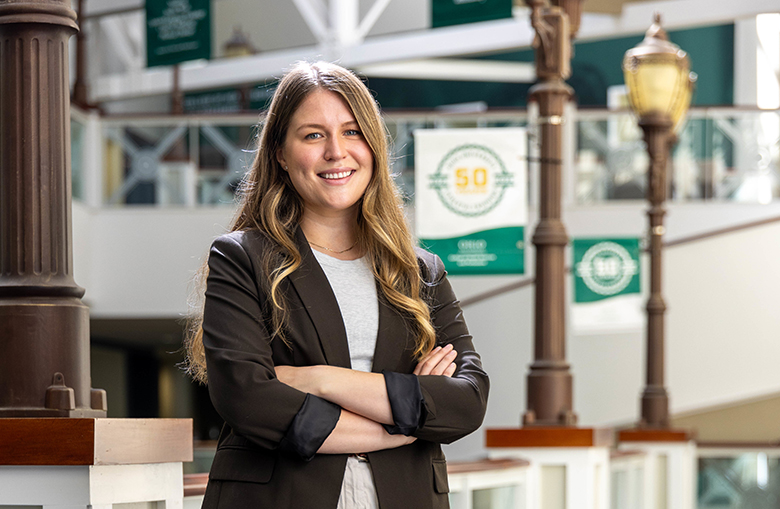 A headshot of Dr. Melissa Anderson in Grover Center.