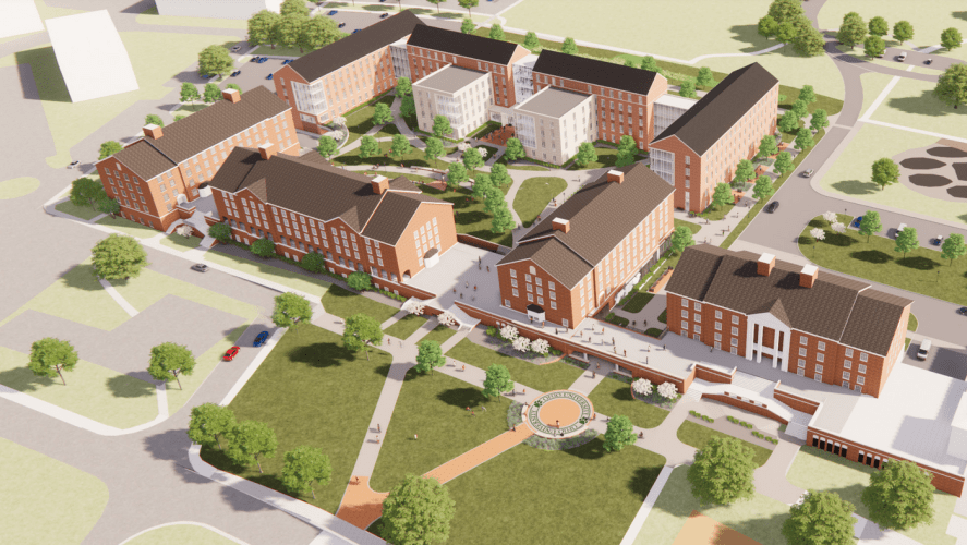 A rendering of new residence halls planned for the Athens campus at Ohio University