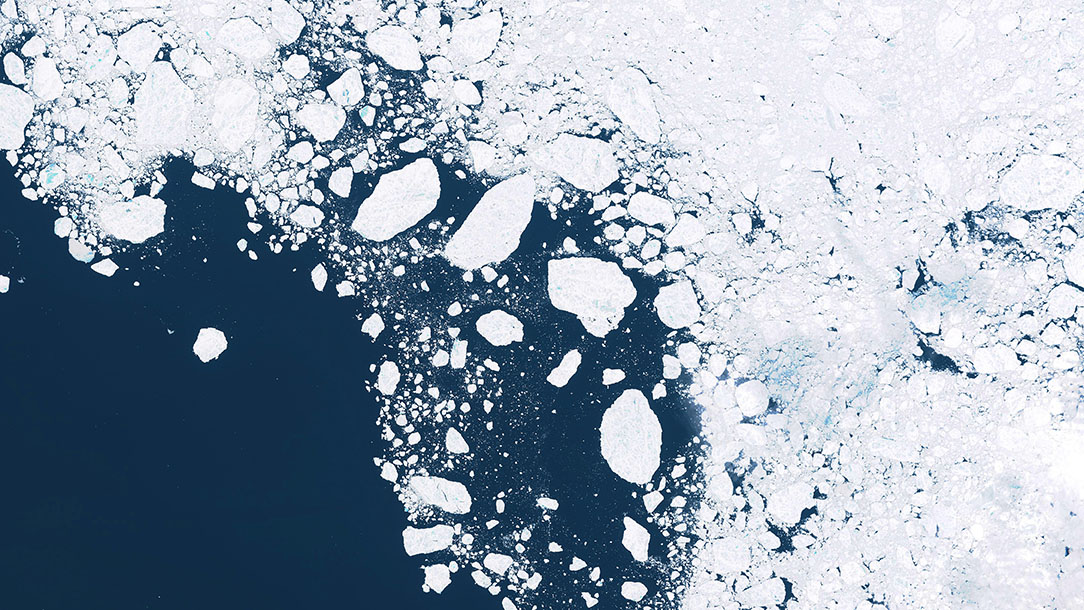 An aerial shot of ice in the Antarctic Sea