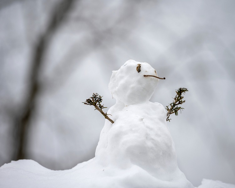 A snowman on Ohio University's Athens Campus