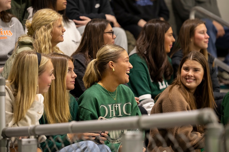 OHIO fans cheer on the OHIO Hockey Team in Bird Arena