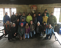 Ohio University students in the Parks and Protected Areas course pose for a photo during an industry tour at Northeast Ohio’s Cuyahoga Valley National Park.