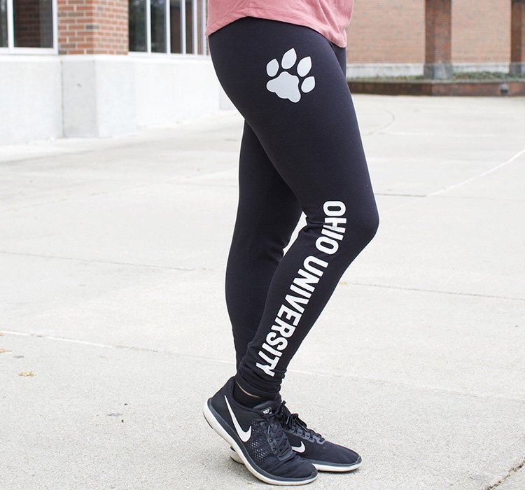 Pictured is the Women’s Ohio University Full-Length Leggings, part of The Bobcat Store’s spring collection.
