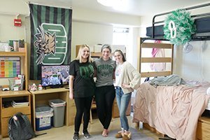 Pictured are three of the Convocation Center’s current residents, Danielle Beekman, Eliza Zulch and Rachel Agosta.