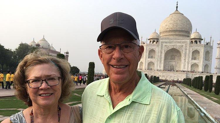 Colonel William R. Finnicum and his wife, Sarah, visit the Taj Mahal 